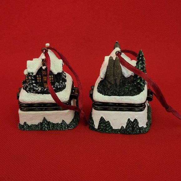 Thomas Kincade Christmas Mini Trinket Box Christmas Ornament Set of 2 - Picture 3 of 11
